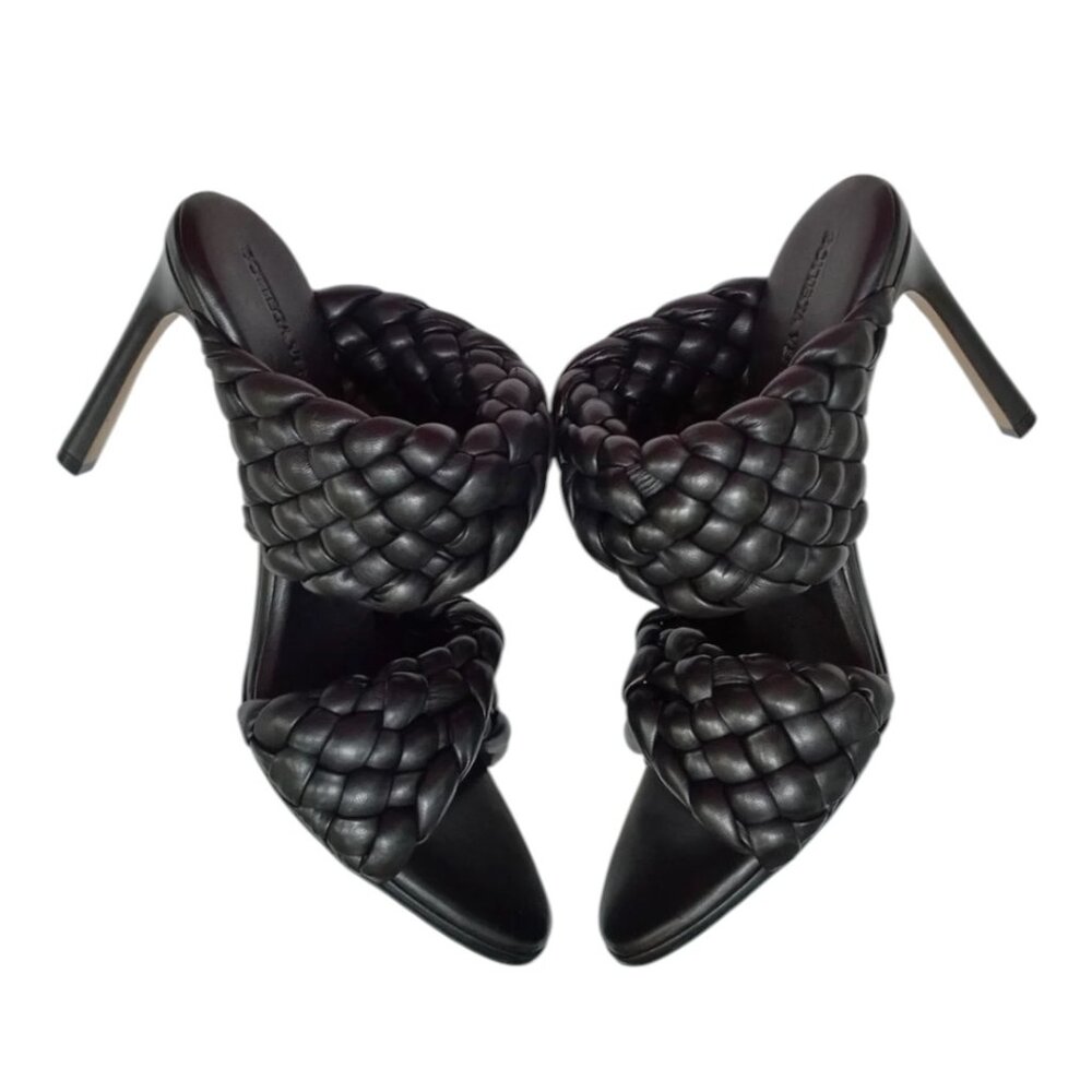Bottega Veneta Intrecciato Weave Leather Mules - Black - 9 US 39 IT